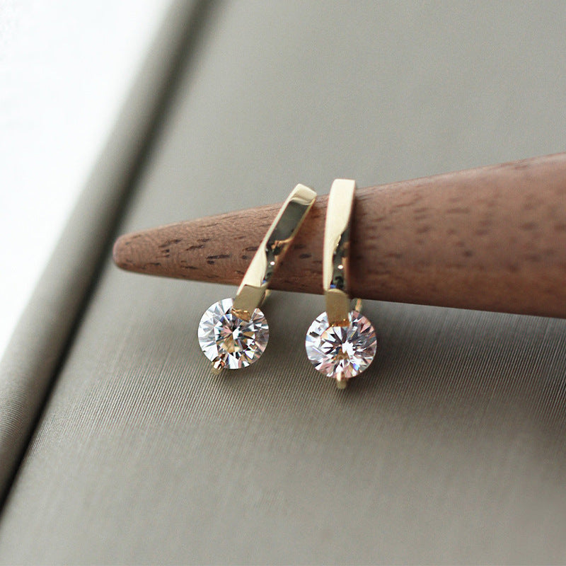 Stylish Versatile And Minimalist Korean-style Zircon Earrings