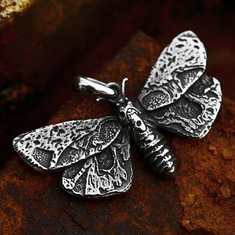 New Retro Stainless Steel Moth Pendant