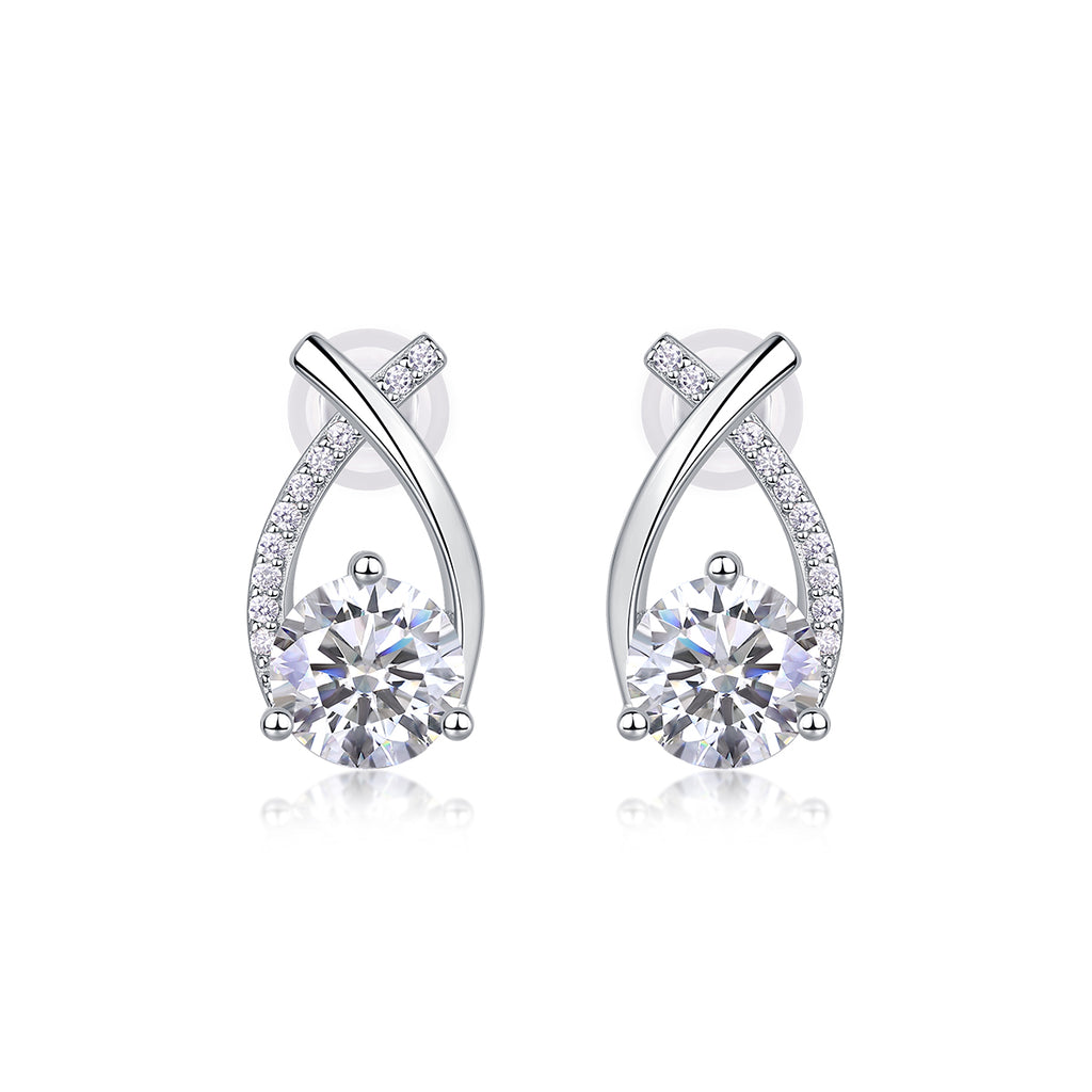 Happy Encounter - Earrings Set With 1-carat Top-quality Moissanite S925, Silver And Platinum-plated Stud Earrings, A Fashionable And Trendy Accessory That Can Be Tested With A Diamond Pen
