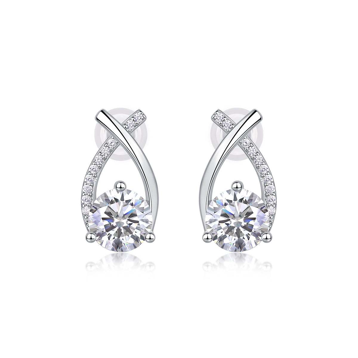 Happy Encounter - Earrings Set With 1-carat Top-quality Moissanite S925, Silver And Platinum-plated Stud Earrings, A Fashionable And Trendy Accessory That Can Be Tested With A Diamond Pen