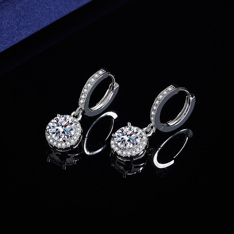 Fashionable High-Carbon Stone Tassel Princess Earrings For Women