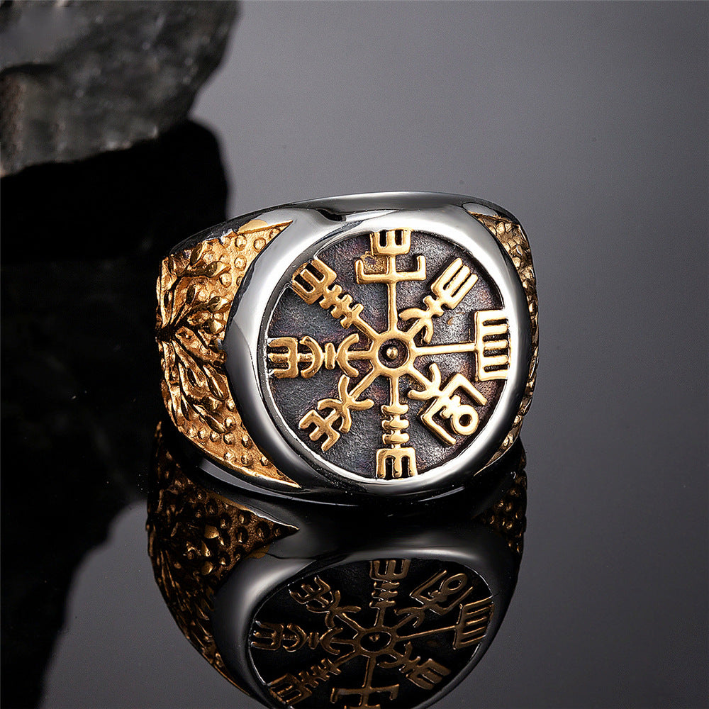 Men's Stainless Steel Ring Mythical Viking Rune Vintage World Tree Design