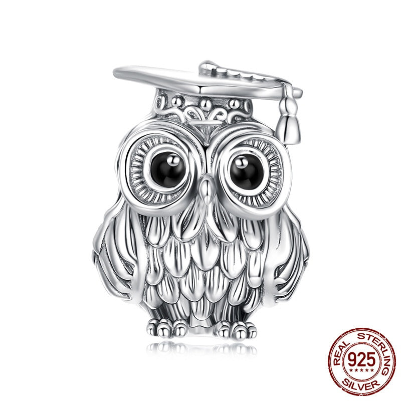 Graduation Season Wisdom Owl Diy Beaded S925 Silver Bead