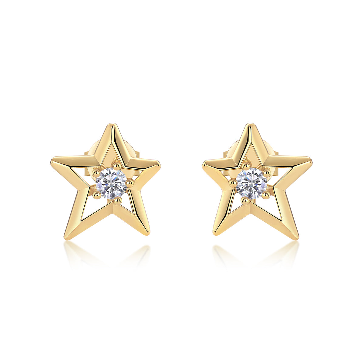 Star Star - Premium Moissanite Luxury Fashion Light Luxury Jewelry Silver Stud Earrings S925 Silver Electroplated Gold