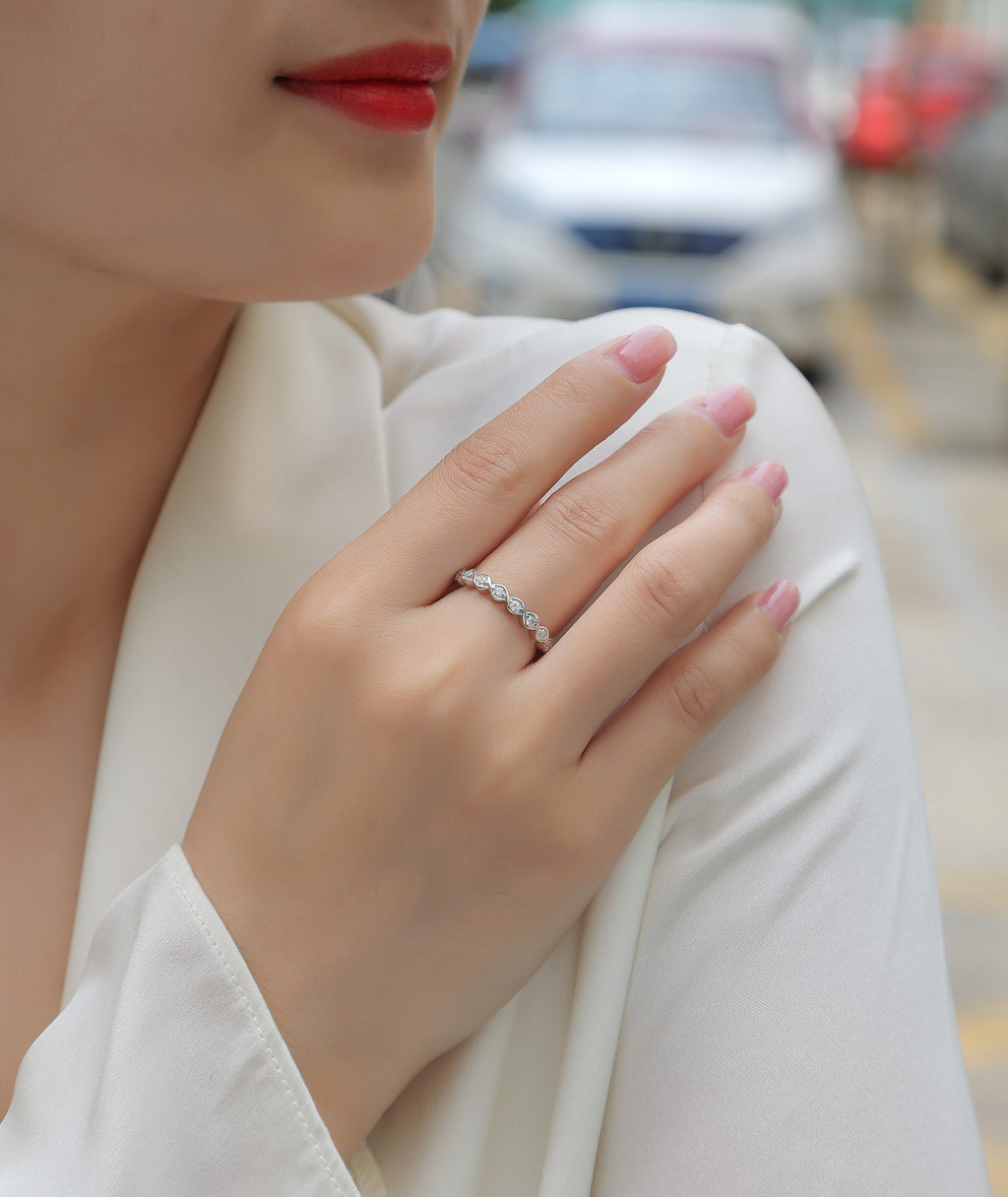 Diamond Brilliance - Set With Top-quality Moissanite S925, Silver And Platinum-plated Diamond Wedding Ring. The Ring Can Be Inspected With A Diamond Pen