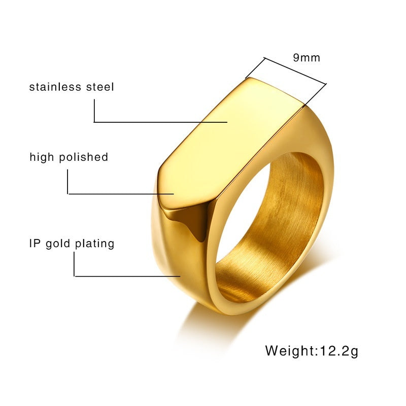 Creative Square Glass Rhinestone Men's Jewelry Ring