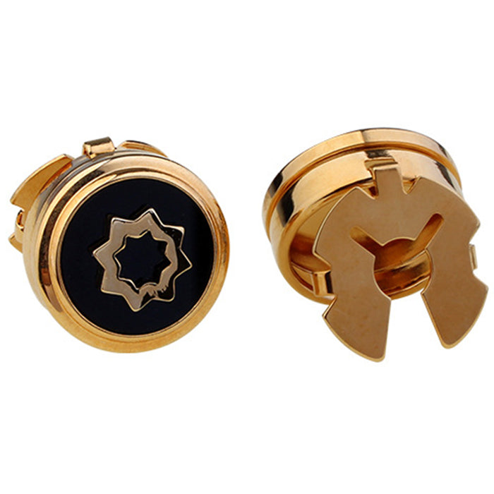 High-end Business Round Electroplated Gold American Shirt Cufflinks