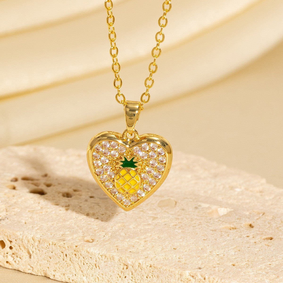 Light-luxury Vintage Micro-pave Zircon Heart Sweater Chain