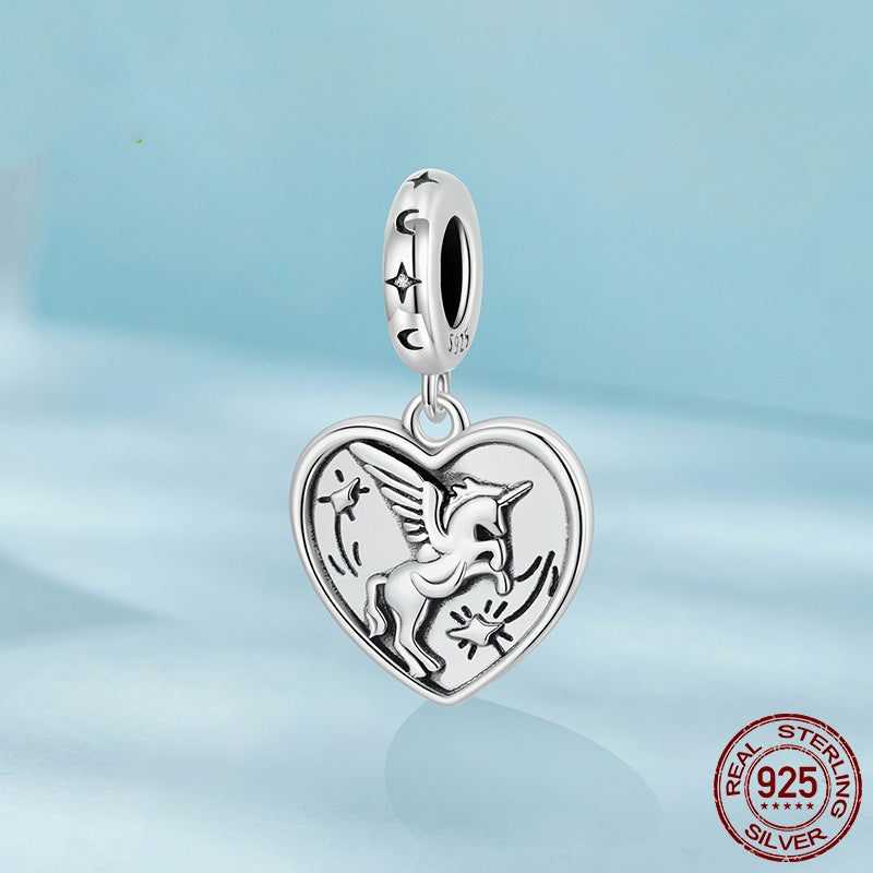 Love Heart Diy Pendant Ornaments Accessories S925 Sterling Silver Beads