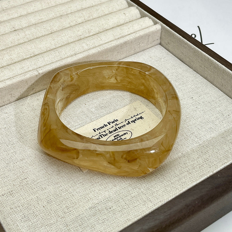 Irregular Acrylic Wide-Edge Bracelet For Women