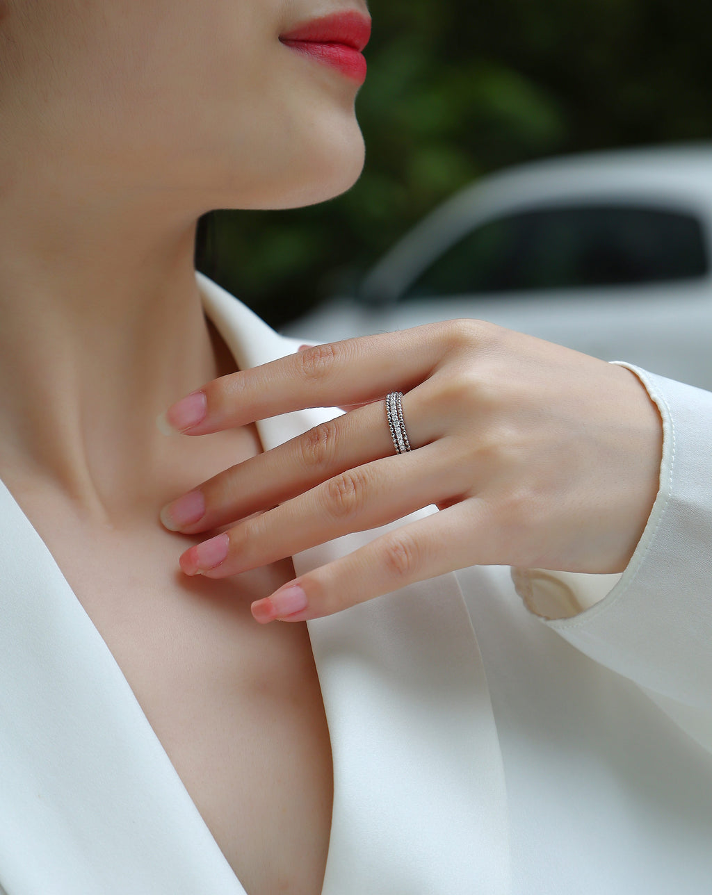 Autumn Stroll - A Wedding Ring Set With Top-quality Moissanite S925 Silver And Platinum-plated Diamond Can Be Tested With A Diamond Pen. The Ring Is In Gold And Rose Gold