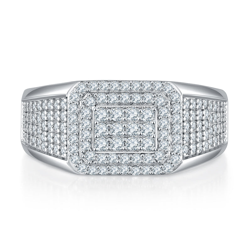 Men's Luxury And Fashionable Light Luxury Jewelry Silver Ring S925 Silver-plated Platinum Set With Top-quality Moissanite