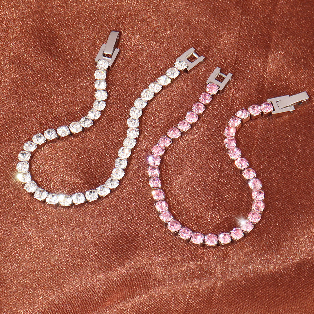 Stainless Steel 4mm Zircon Tennis Bracelet In Multiple Colors
