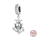 S925 Silver Skull Pirate Ship Pendant Diy Bracelet String Beads