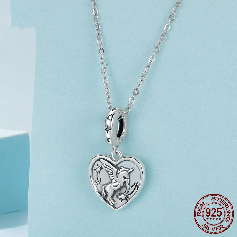 Love Heart Diy Pendant Ornaments Accessories S925 Sterling Silver Beads