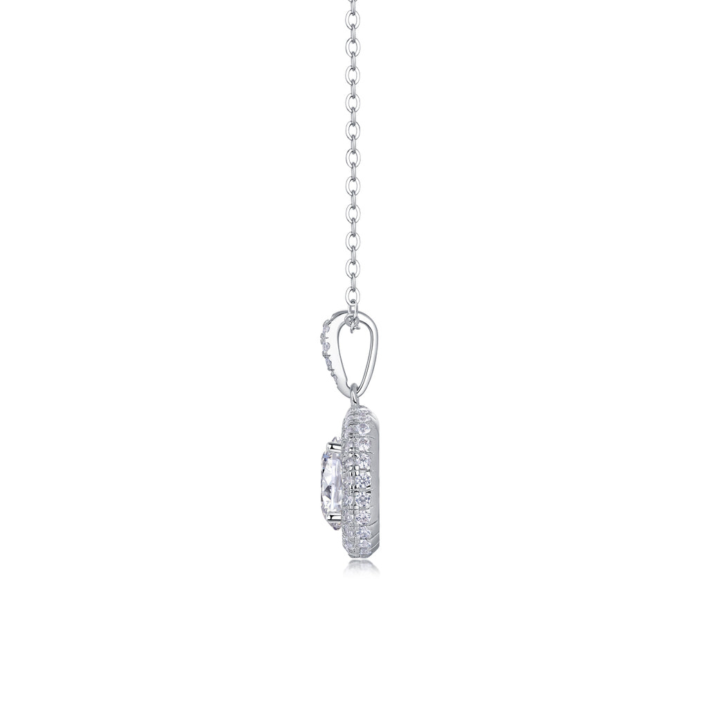 Sweetheart Halo - A Fashionable And Light Luxury Jewelry Pendant Necklace Set With Top-quality Moissanite, S925 Silver Plated Platinum