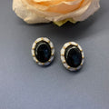 Vintage Black Disc Black And White Earrings