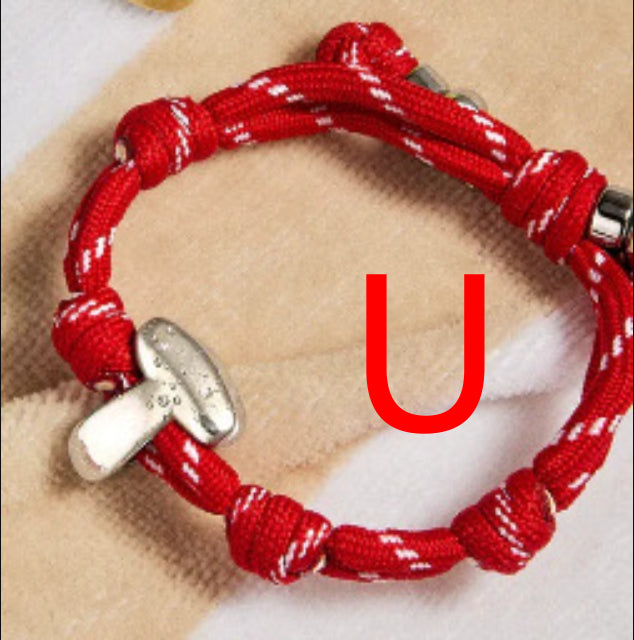 Colorful Braided Rope Bracelet With 26 English Letters  Pendant