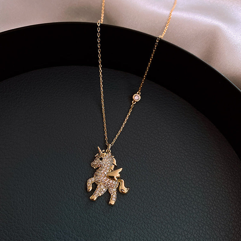 Angel Pony Pendant Necklace And Earrings