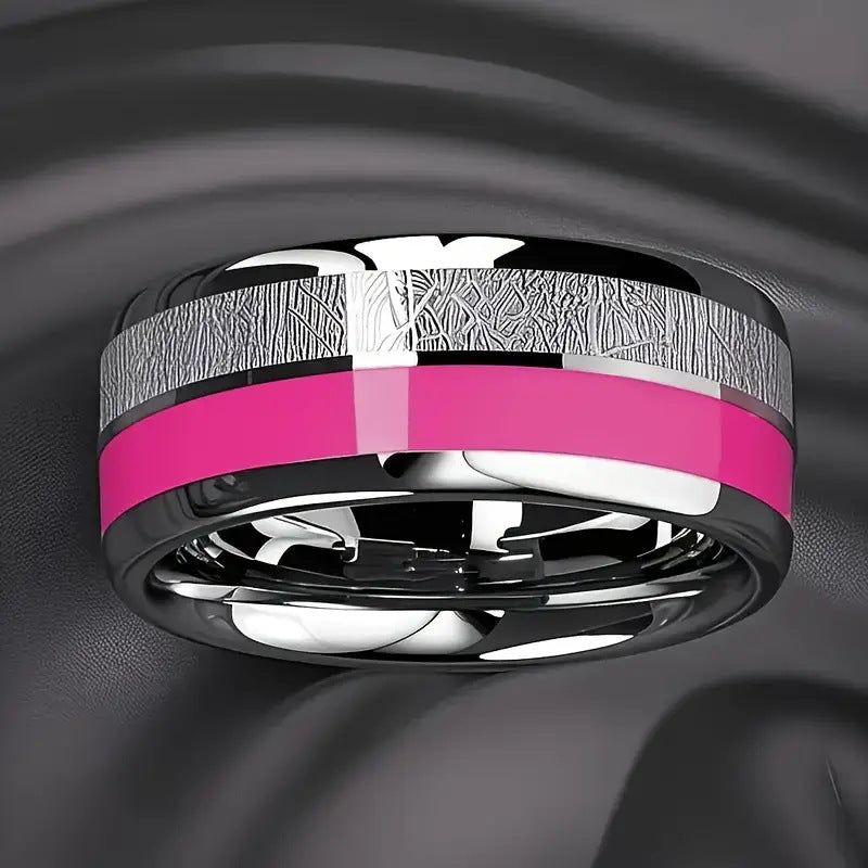 8mm Stainless Steel Ring Inlaid Stickers Men's And Women's Same Ring