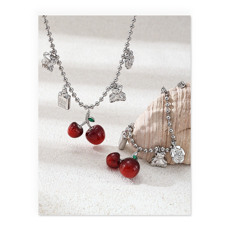 Fashionable And Exquisite Cherry Elephant Bear Flower Pendant