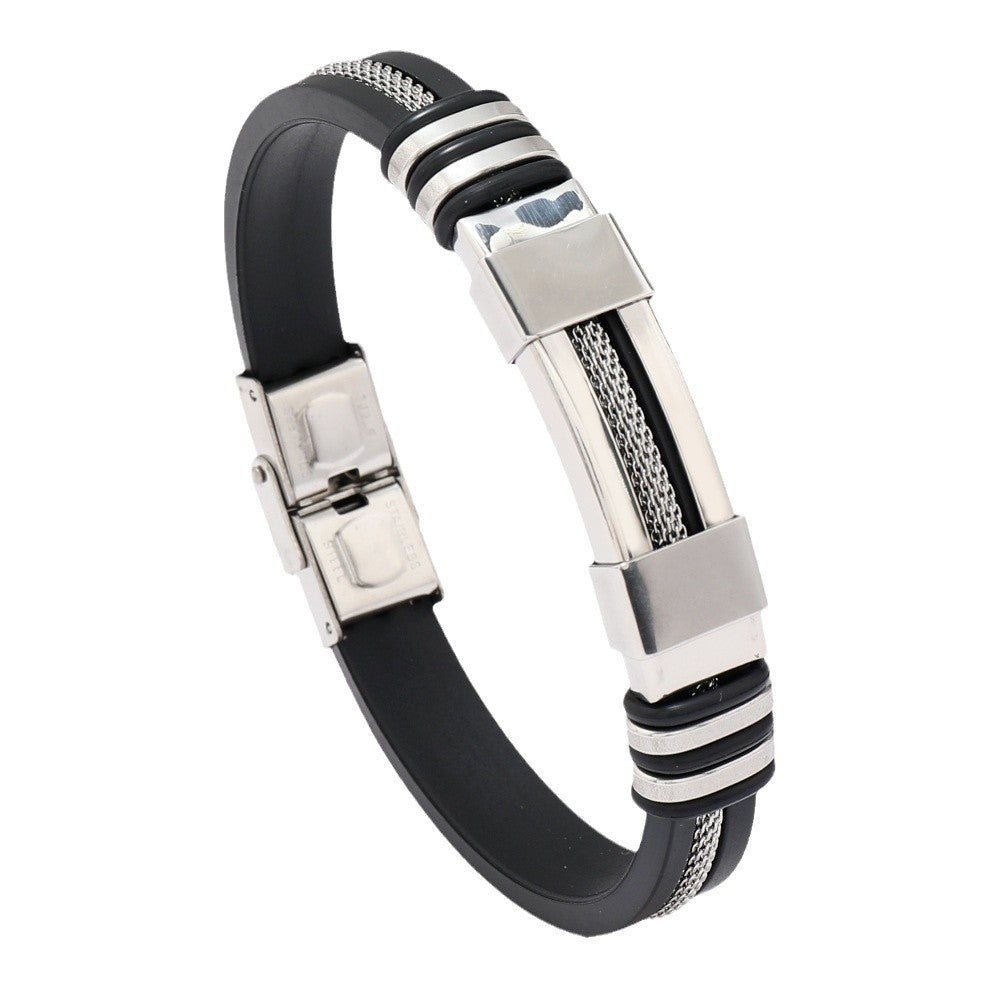 Fashionable Snake-Print Plated Steel Chain Bracelet