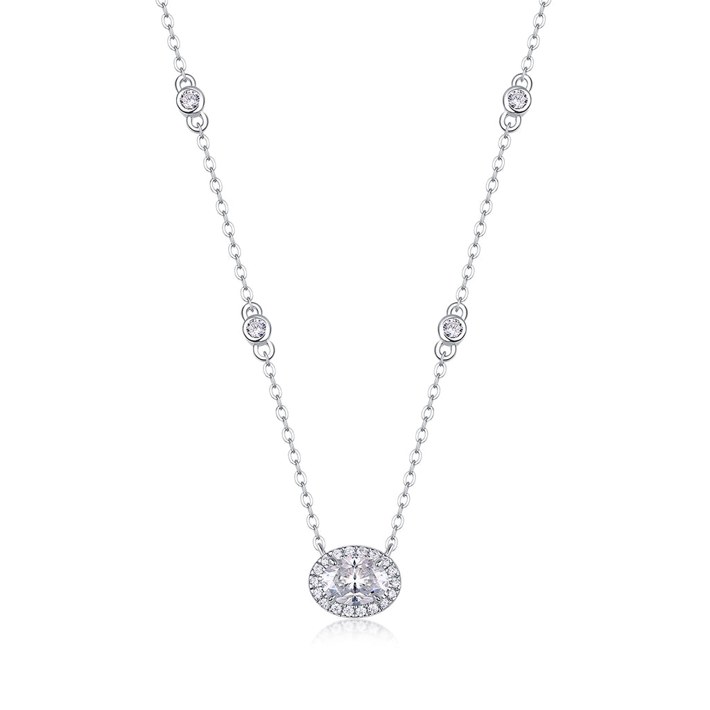 White Summer Night - A Fashionable And Light Luxury Jewelry Pendant Necklace Set With Top-quality Moissanite, S925 Silver Plated Platinum