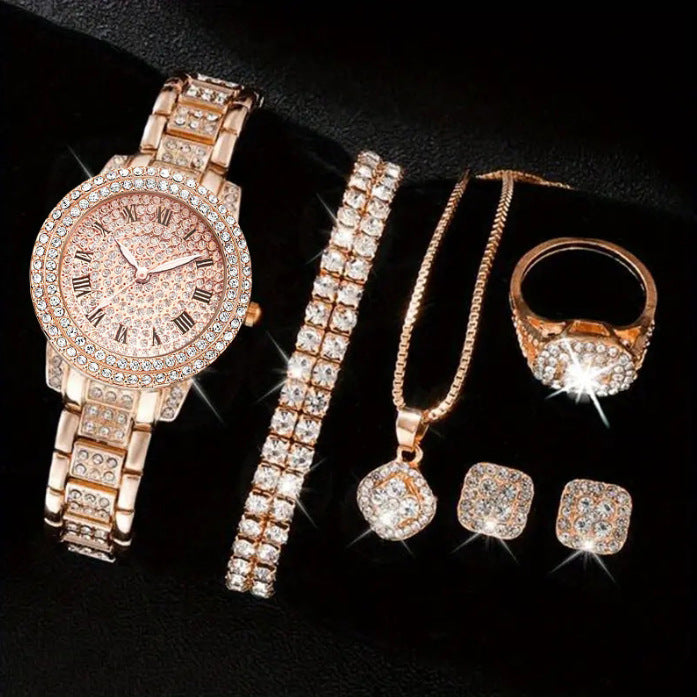 Ladies' High-end Watch With Diamond Studded Full Diamond Steel Linked List