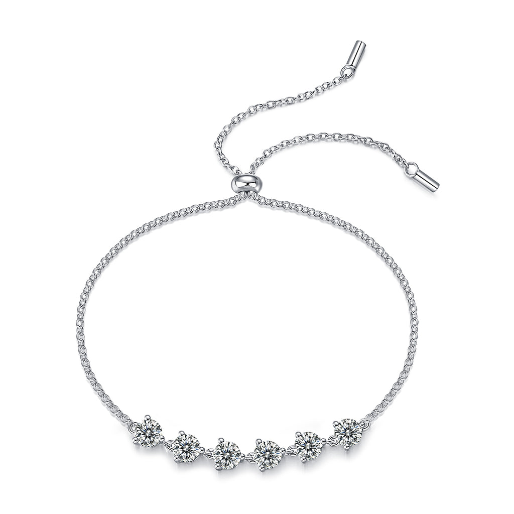 Dreamy Beauty Permeates - A Fashionable And Light Luxury Jewelry Silver Bracelet And Bracelet Set With Top-quality Moissanite, S925 Silver-plated Platinum