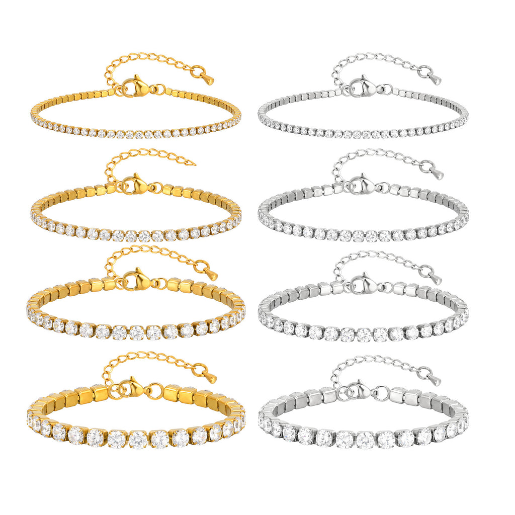 Stainless Steel Zirconia Chain Tennis Bracelet