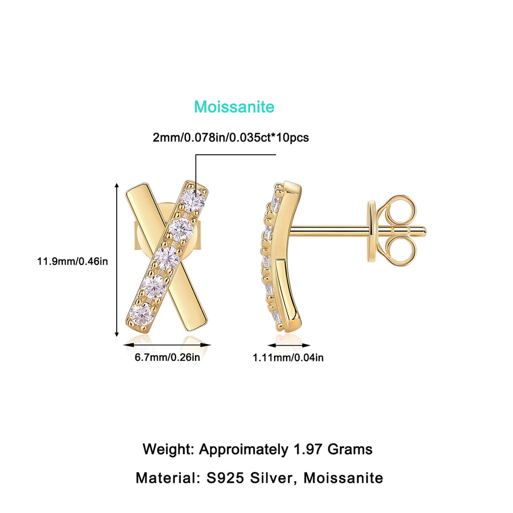Dream Road - Premium Moissanite Luxury Fashion Light Luxury Jewelry Silver Stud Earrings S925 Silver Electroplated Gold
