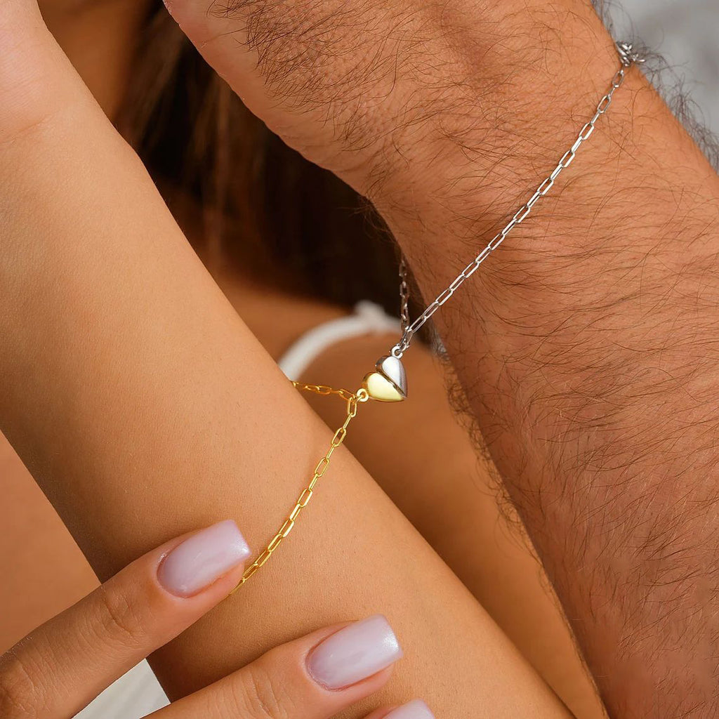 Stainless Steel Heart-Shaped Magnetic Couple Bracelets