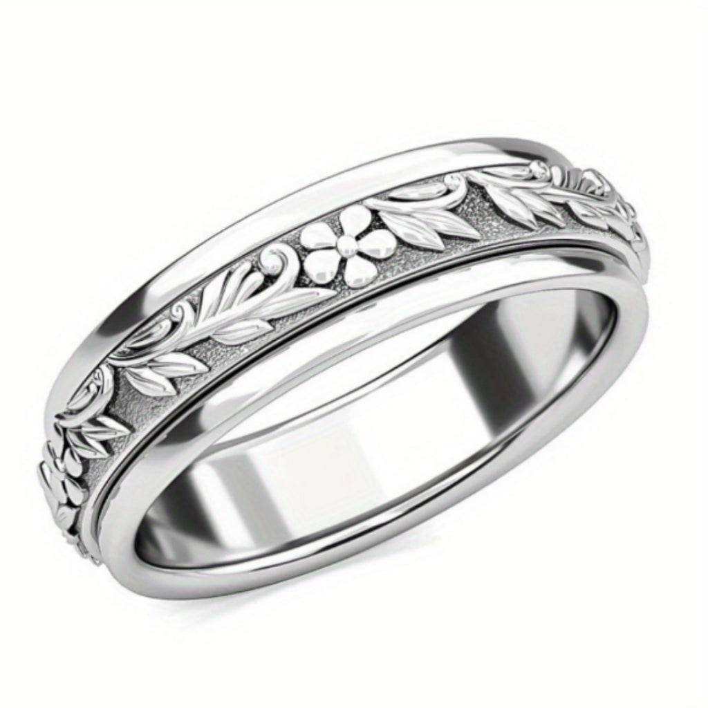 Retro Embossed Pattern Ring Minimalist And Versatile For Women