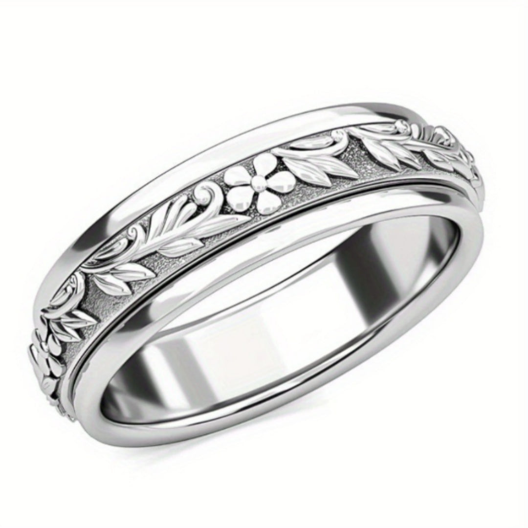 Retro Embossed Pattern Ring Minimalist And Versatile For Women
