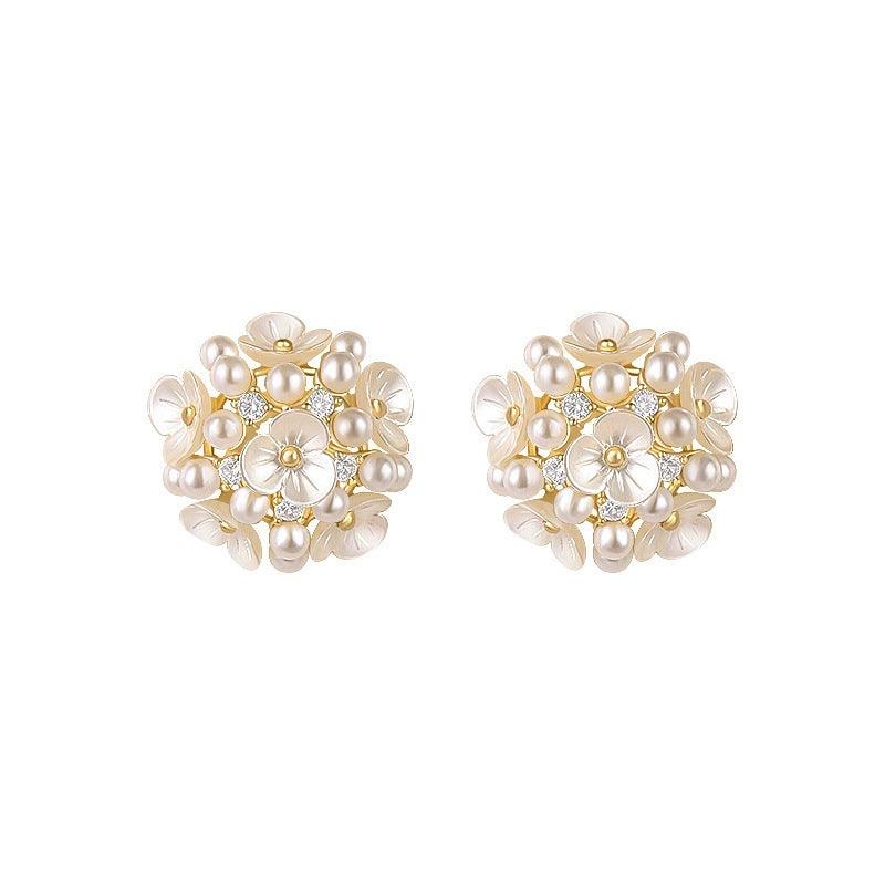 Fashionable Pearl Petal Earrings For Women