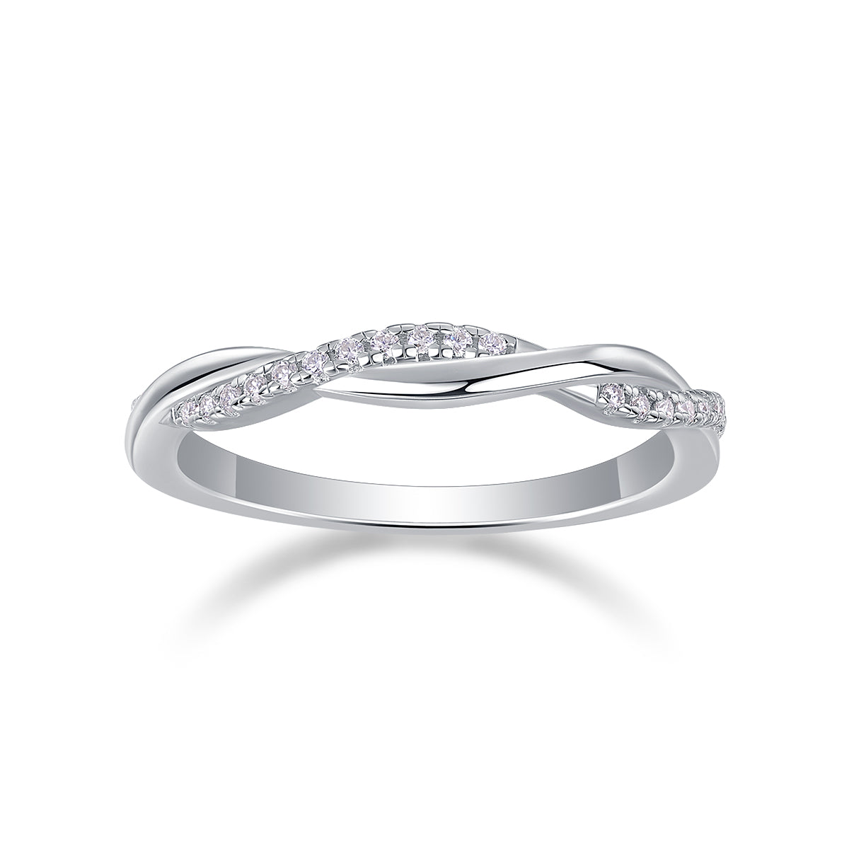 Twin - Set With Top-quality Moissanite S925, Silver And Platinum-plated Diamond Wedding Ring. The Ring Can Be Inspected With A Diamond Pen