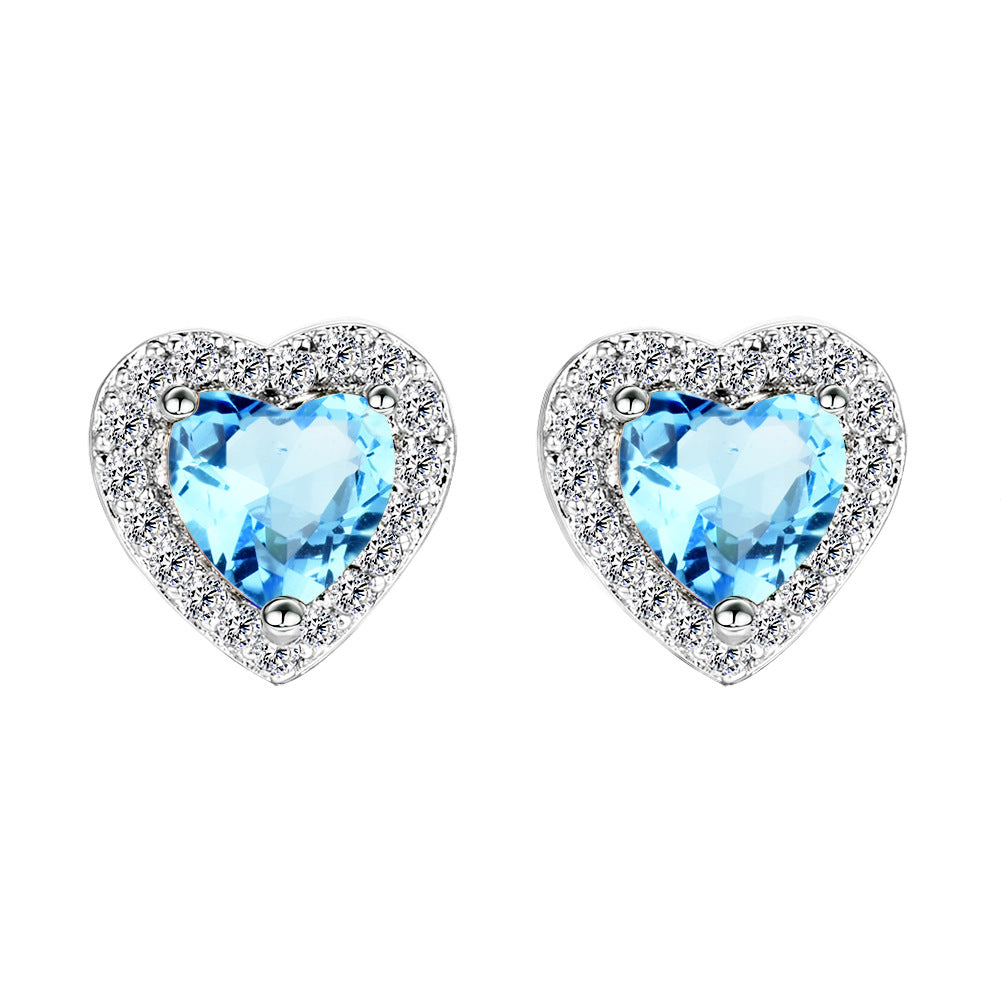 Heart-shaped Zircon Stud Earrings For Women