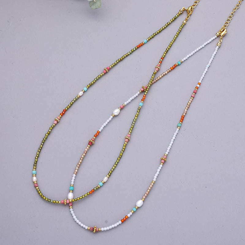 Zircon Colorful Dopamine Necklace Clavicle Chain For Women