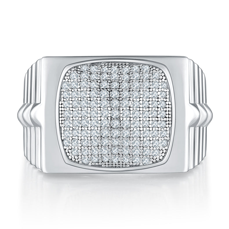 Men's Luxury And Fashionable Light Luxury Jewelry Silver Ring S925 Silver-plated Platinum Set With Top-quality Moissanite