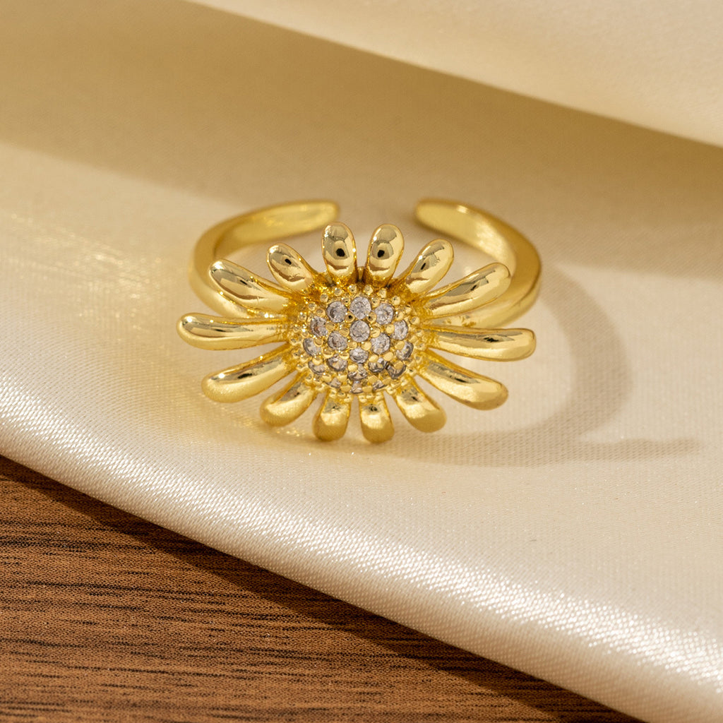 Luxury High-end Sunflower Ring Adorned With Diamonds